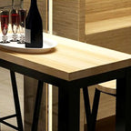 Table de bar moderne avec plateau en bois et pieds en métal