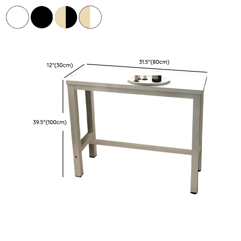 Table de bar moderne avec plateau en bois et pieds en métal