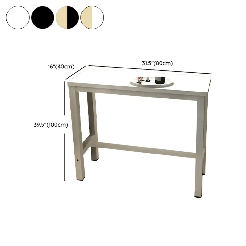Table de bar moderne avec plateau en bois et pieds en métal