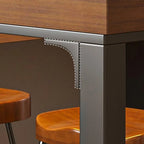 Table de bar longue contemporaine en bois avec repose-pieds en métal pour 8 personnes