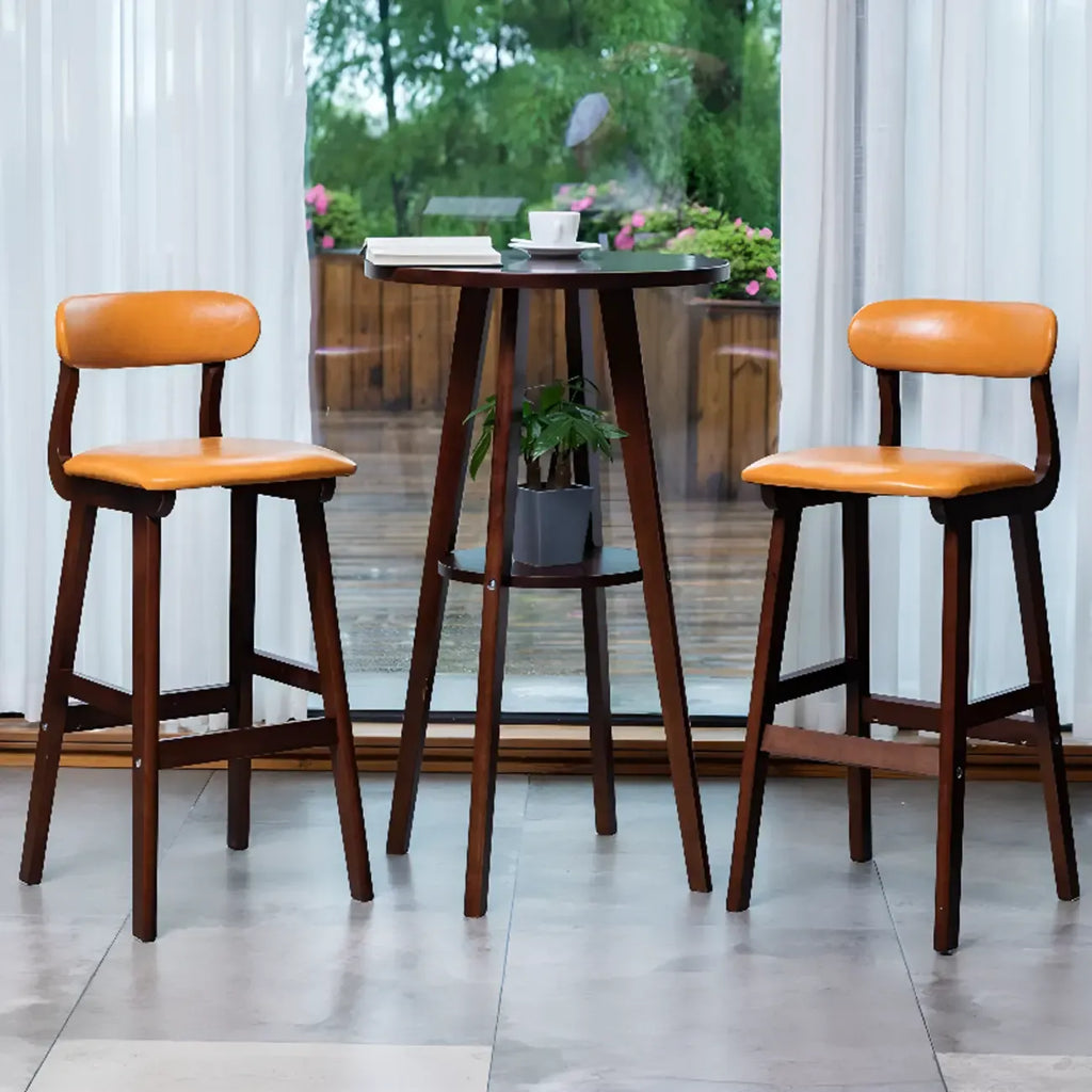 Table de bar ronde moderne en bois marron, couleur expresso, idéale pour les repas
