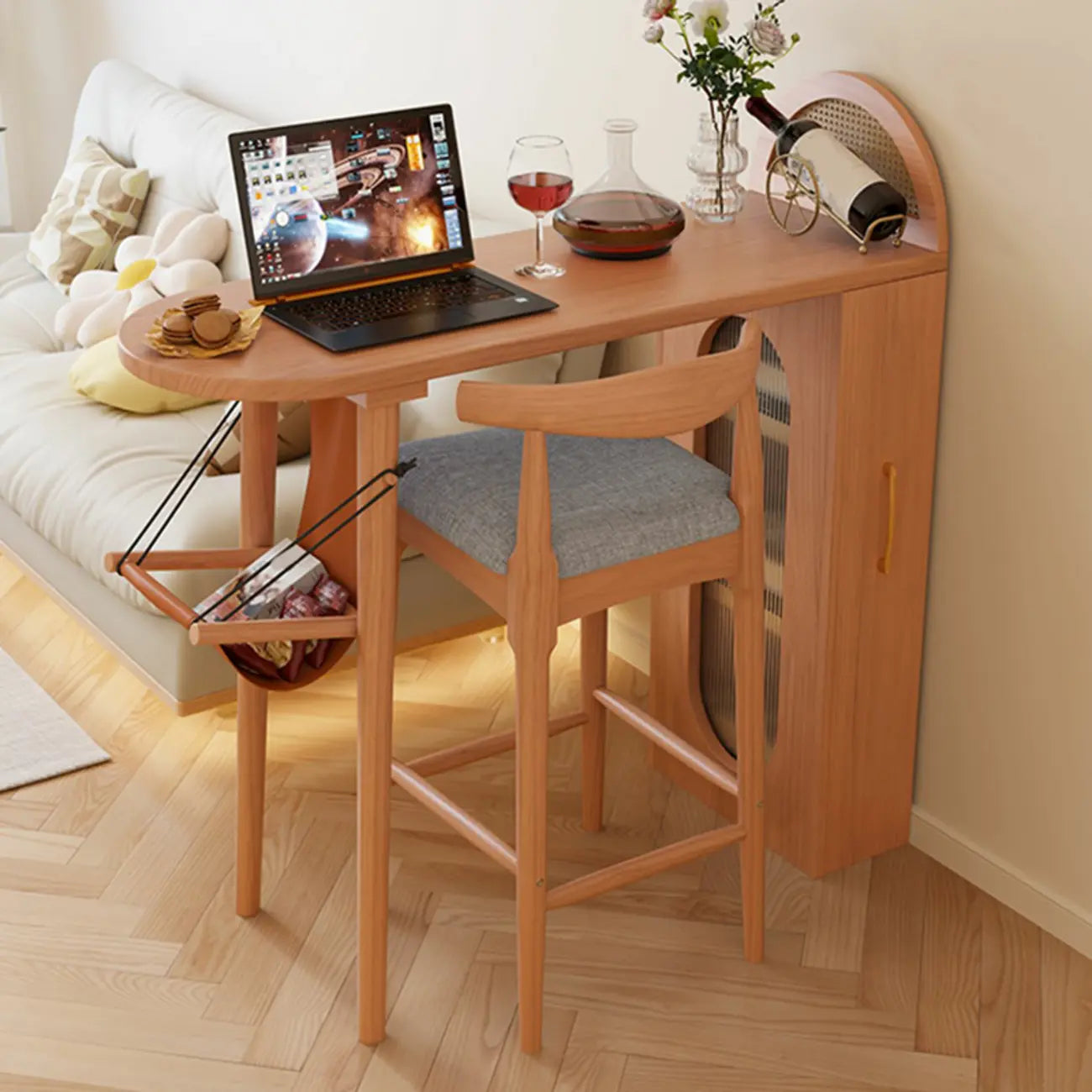 Table de bar moderne en bois de 122 cm avec tiroir de rangement