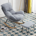 Fauteuil à bascule en flanelle avec repose-pieds pour salon