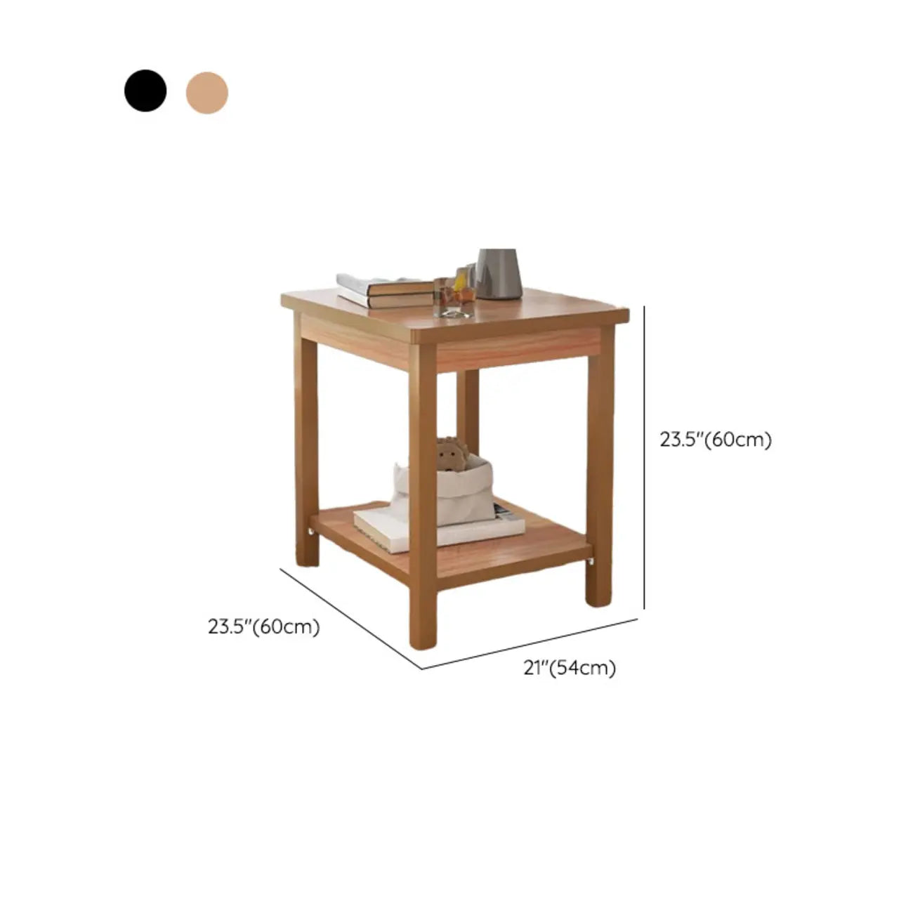 Table d'appoint minimaliste en bois noir avec rangement pour salon