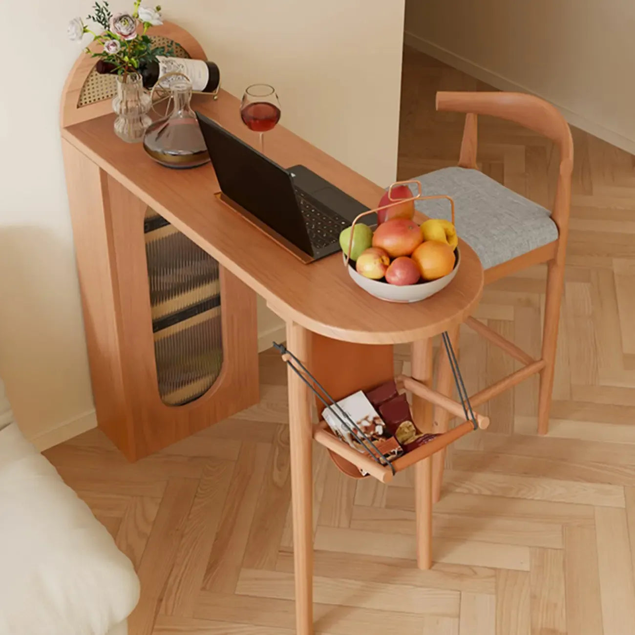 Table de bar moderne en bois de 122 cm avec tiroir de rangement