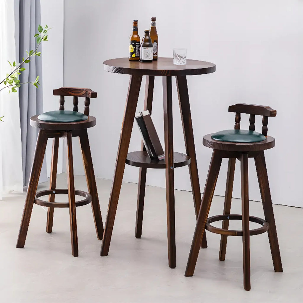Table de bar ronde moderne en bois marron, couleur expresso, idéale pour les repas