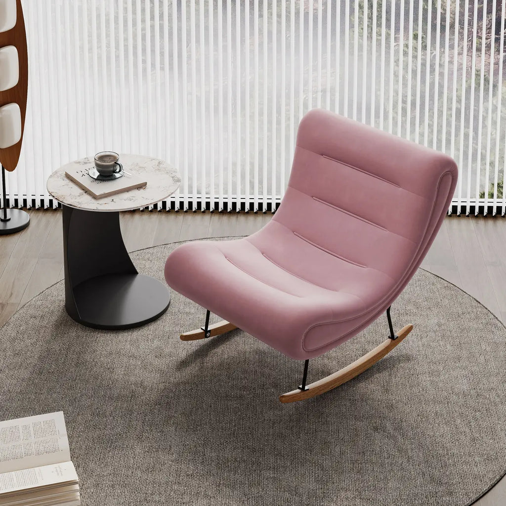 Fauteuil à bascule ergonomique en bois rembourré pour salon