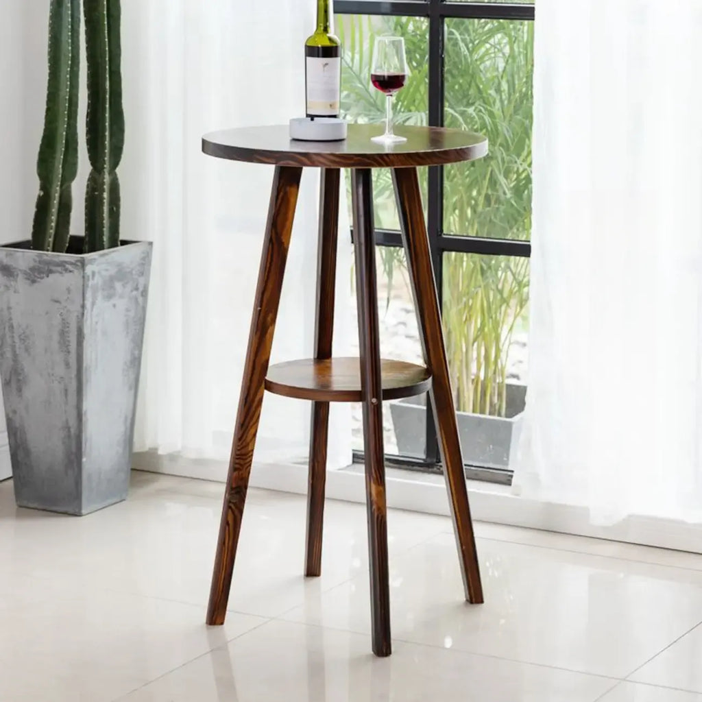 Table de bar ronde moderne en bois marron, couleur expresso, idéale pour les repas