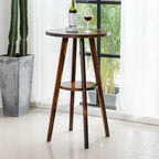 Table de bar ronde moderne en bois marron, couleur expresso, idéale pour les repas