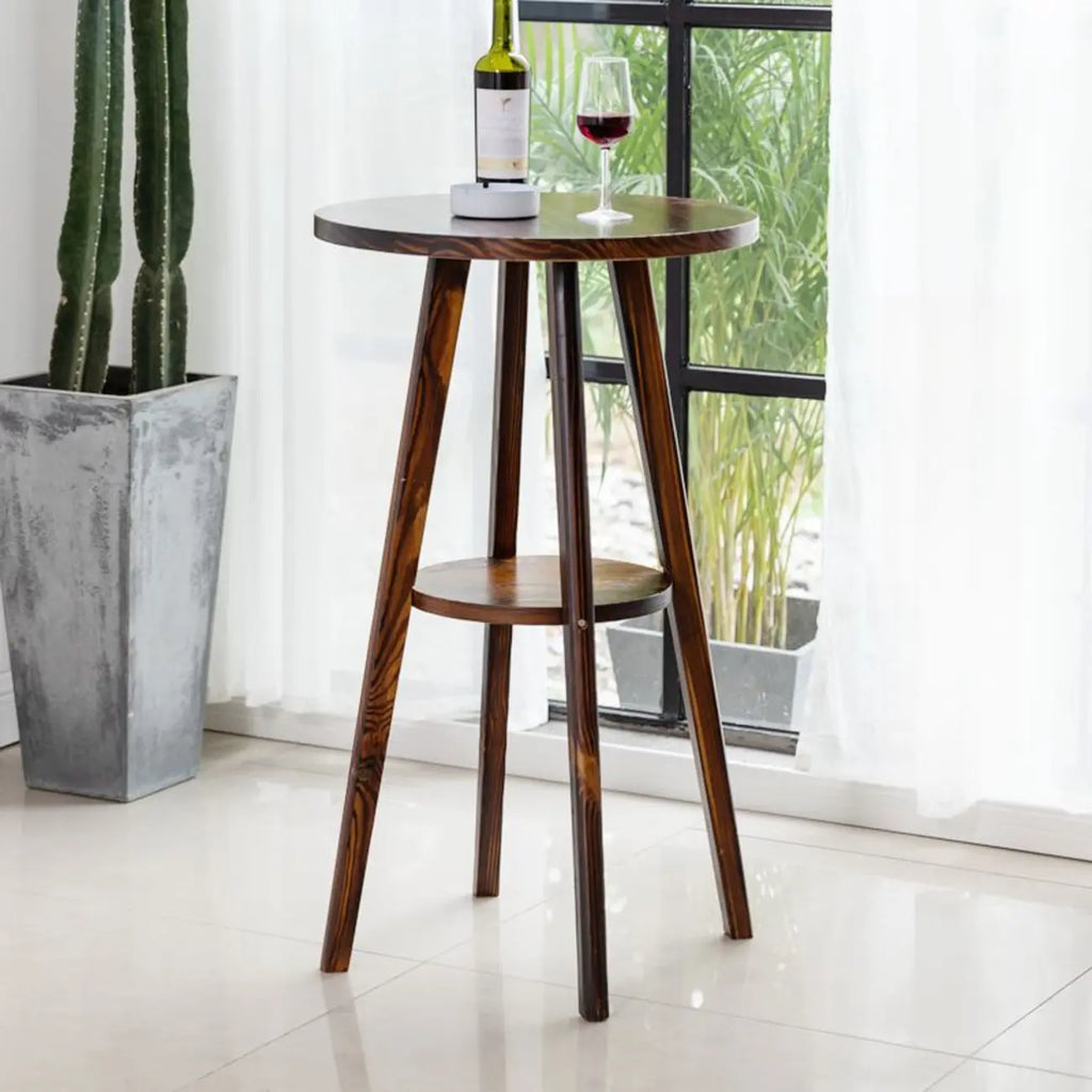 Table de bar ronde moderne en bois marron, couleur expresso, idéale pour les repas
