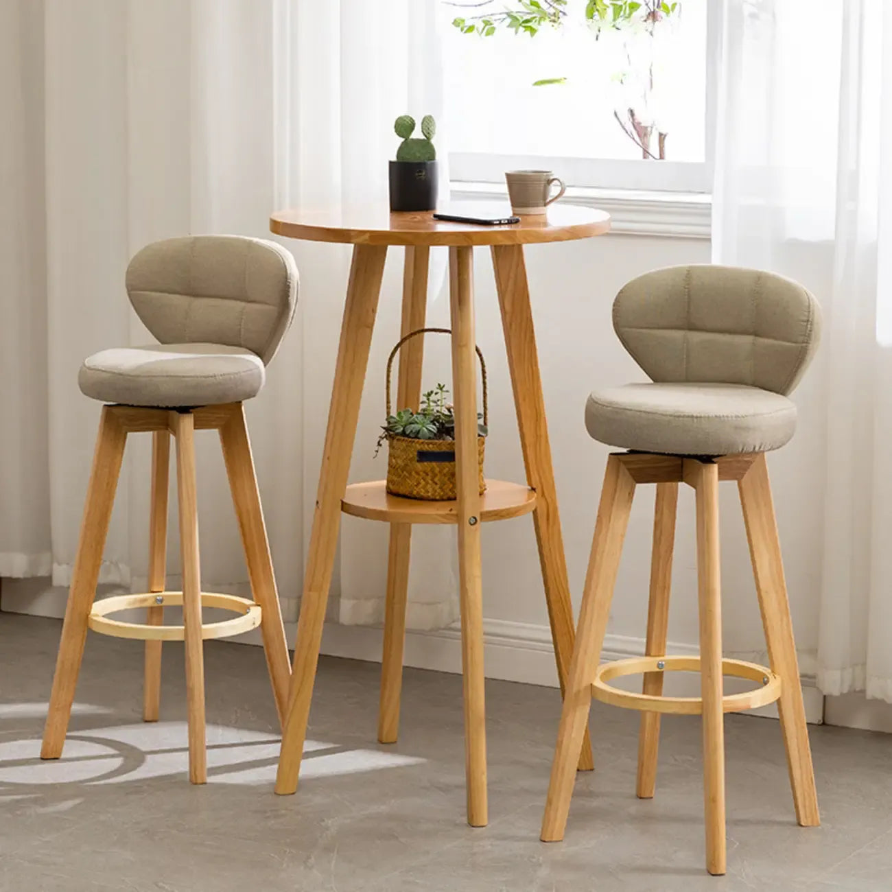 Table de bar ronde moderne en bois marron, couleur expresso, idéale pour les repas