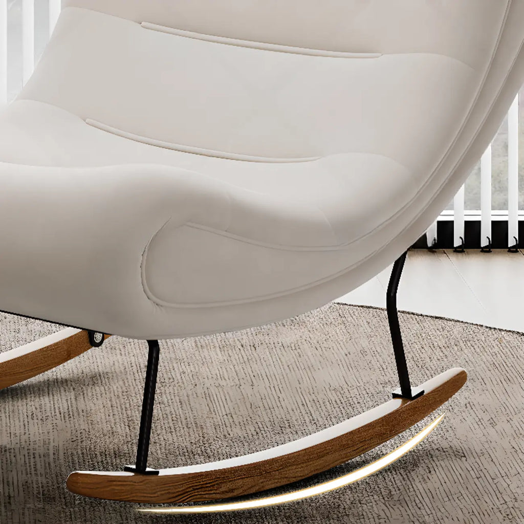 Fauteuil à bascule ergonomique en bois rembourré pour salon