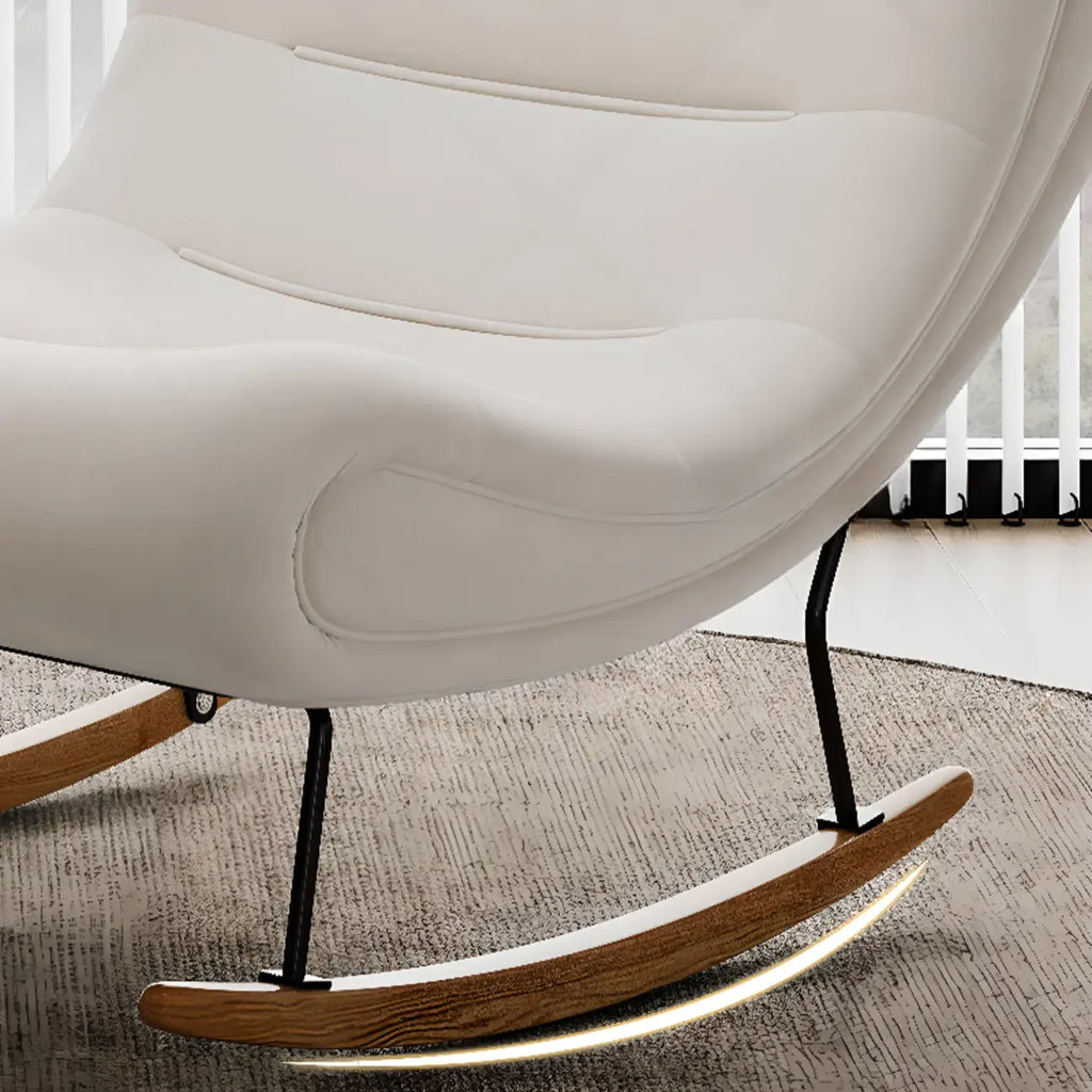 Fauteuil à bascule ergonomique en bois rembourré pour salon