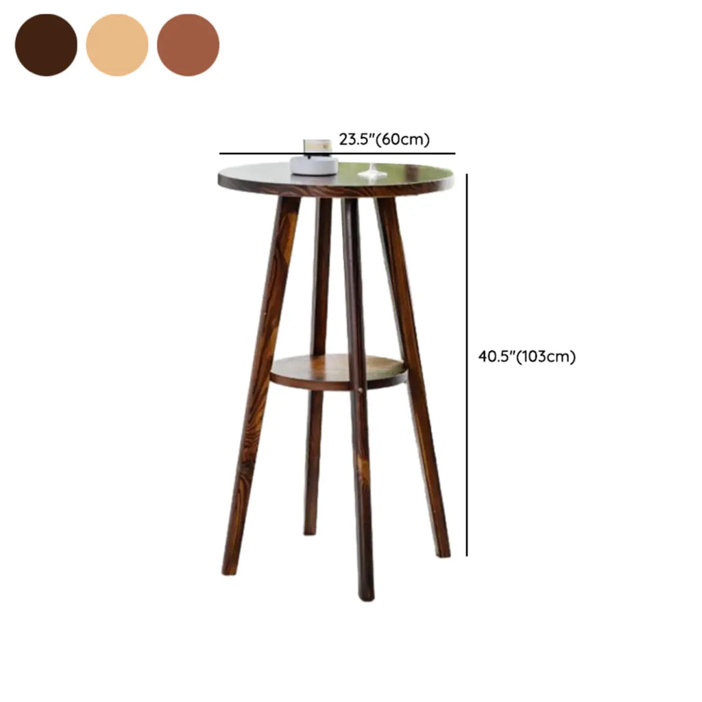 Table de bar ronde moderne en bois marron, couleur expresso, idéale pour les repas