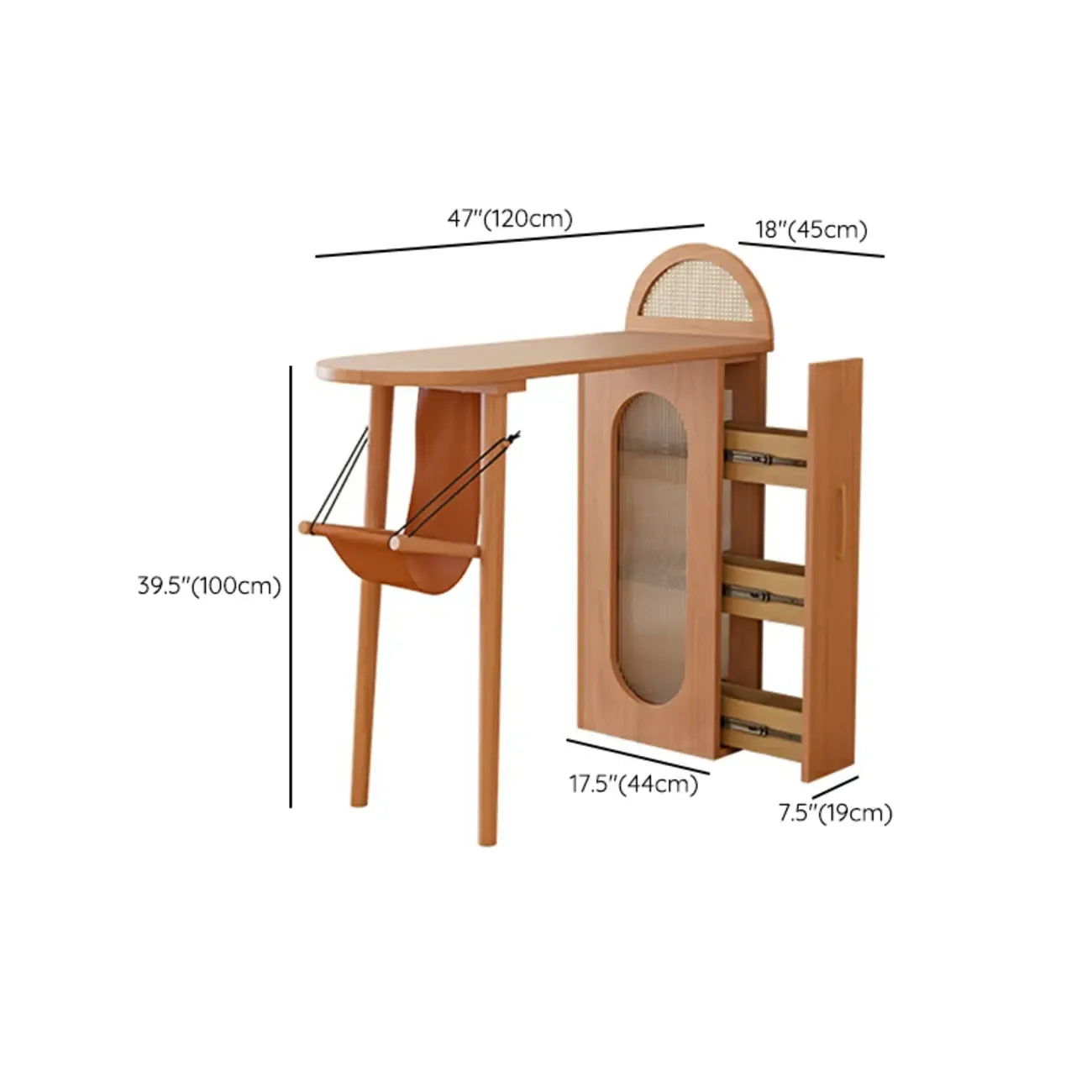 Table de bar moderne en bois de 122 cm avec tiroir de rangement