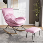 Fauteuil à bascule en flanelle avec repose-pieds pour salon