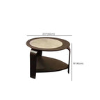 Ensemble de 2 tables basses gigognes rondes en marbre avec base en bois