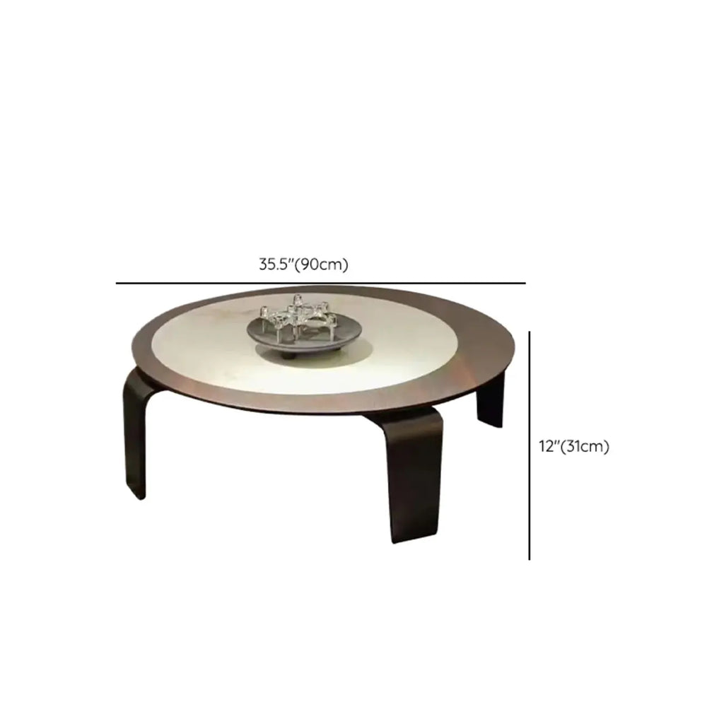 Ensemble de 2 tables basses gigognes rondes en marbre avec base en bois