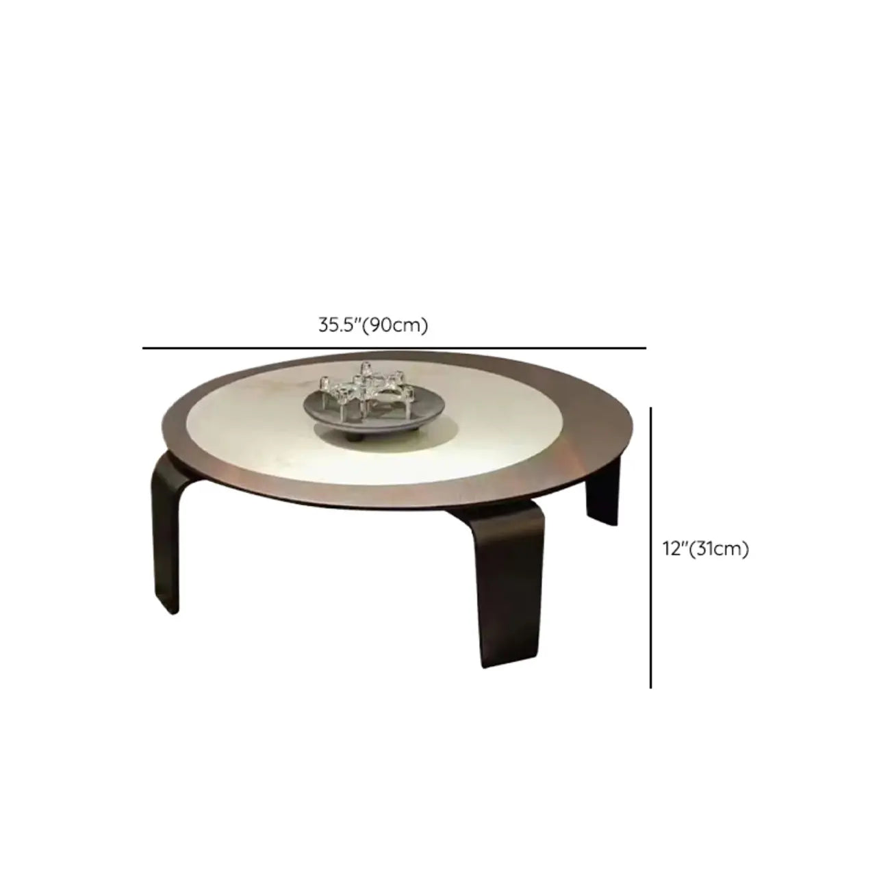 Ensemble de 2 tables basses gigognes rondes en marbre avec base en bois