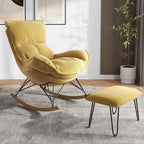 Fauteuil à bascule en flanelle avec repose-pieds pour salon