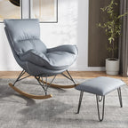 Fauteuil à bascule en flanelle avec repose-pieds pour salon