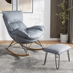 Fauteuil à bascule en flanelle avec repose-pieds pour salon