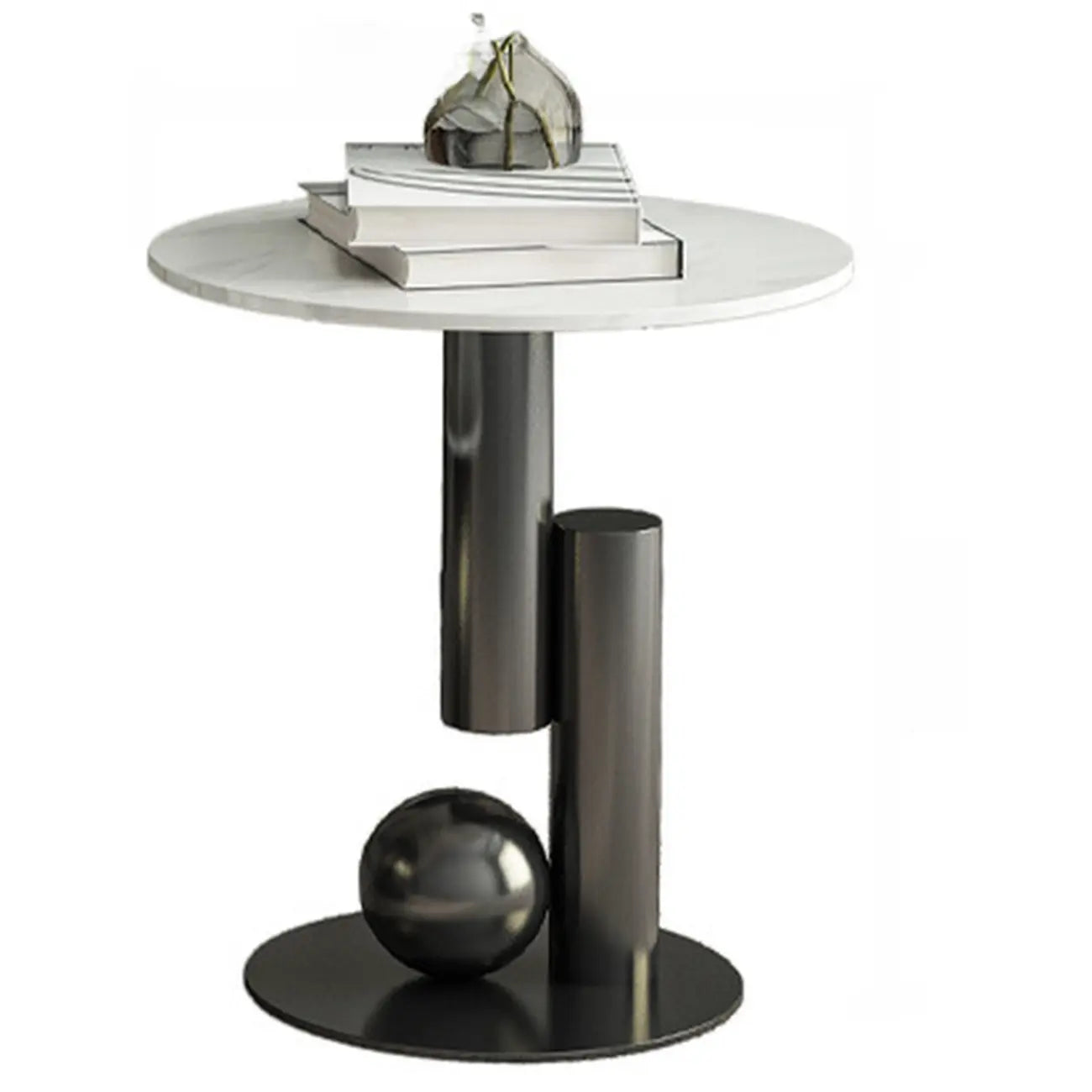Table basse ovale blanche moderne et luxueuse avec piètement en métal