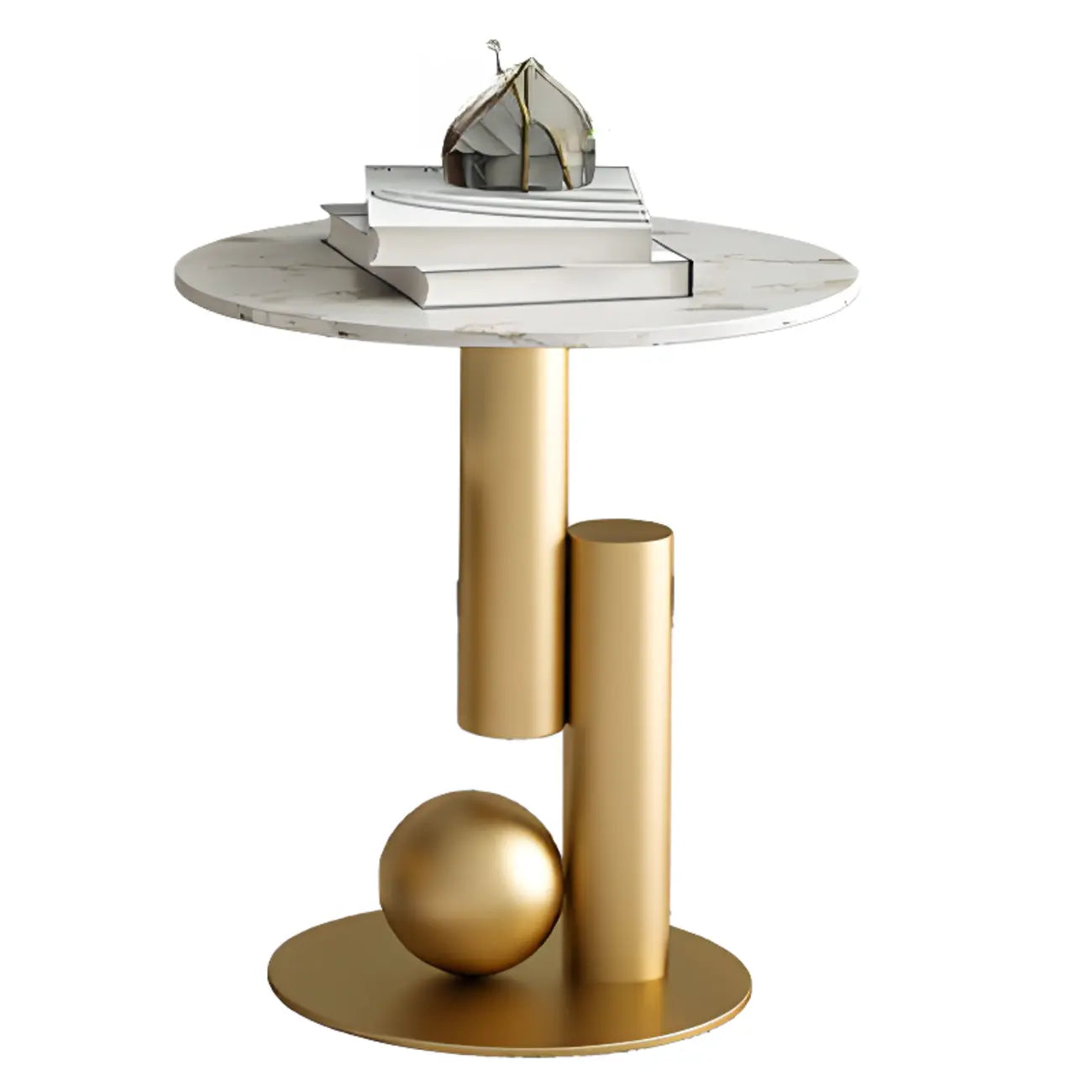 Table basse ovale blanche moderne et luxueuse avec piètement en métal