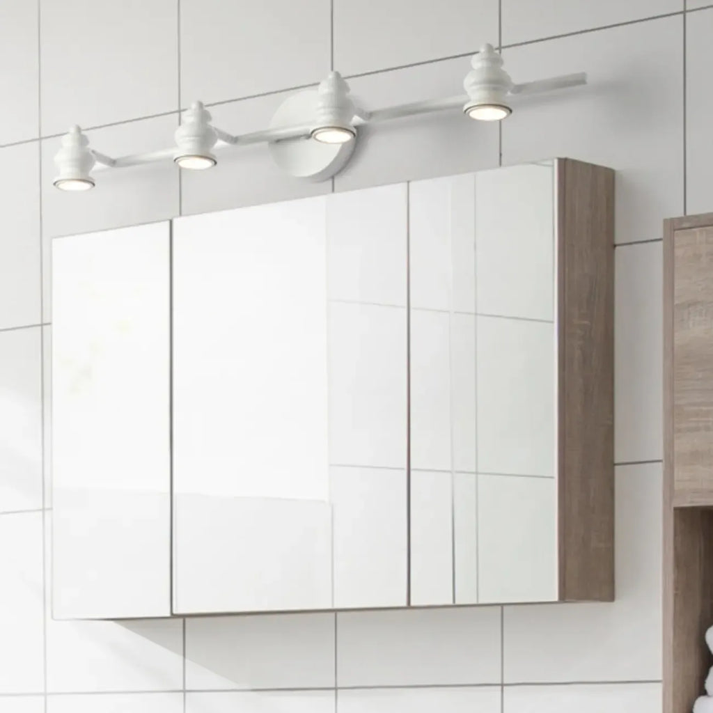Grand luminaire mural droit en métal à 4 lumières pour salle de bain