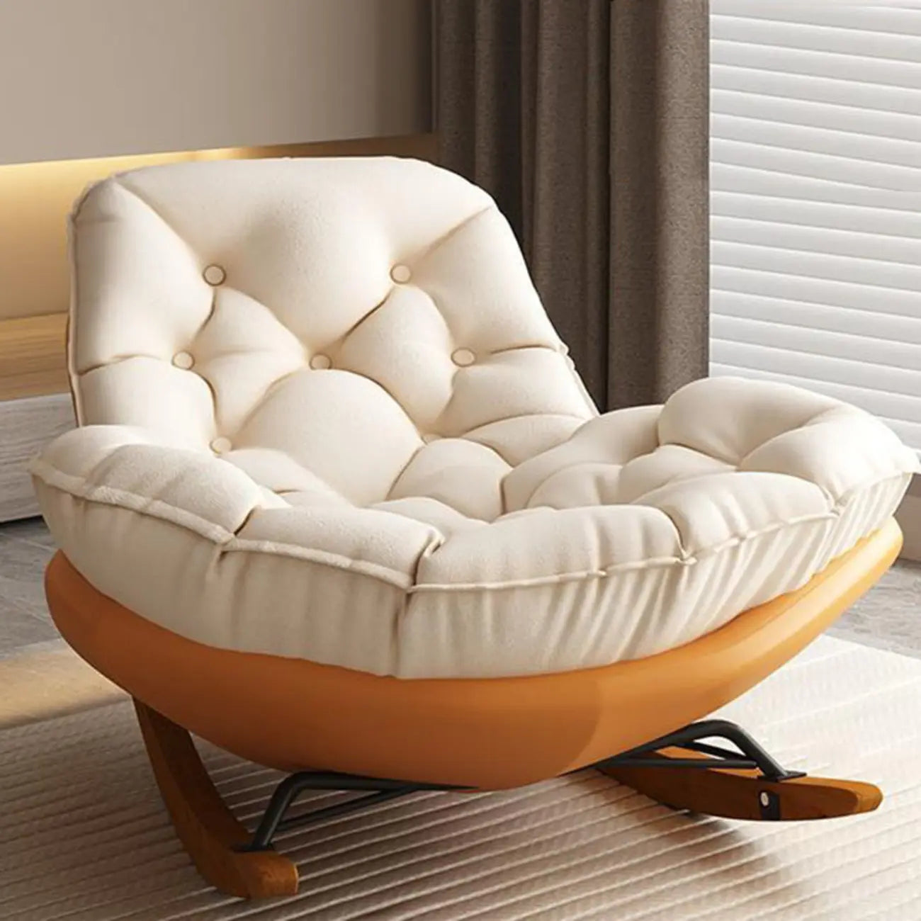 Fauteuil à bascule rembourré moderne pour salons élégants
