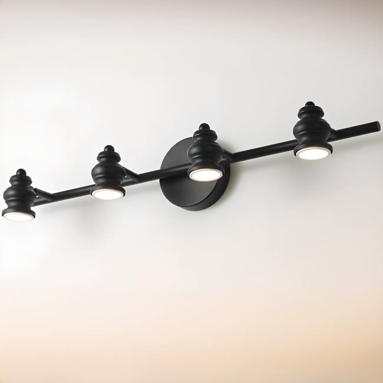 Grand luminaire mural droit en métal à 4 lumières pour salle de bain