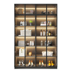 Vitrine autoportante en bois gris et verre avec éclairage