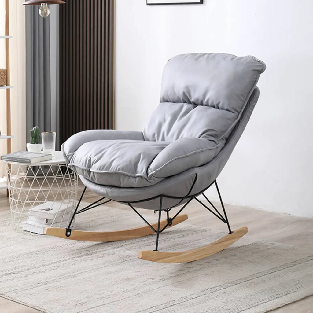 Fauteuil à bascule recouvert de coton avec coussins amovibles