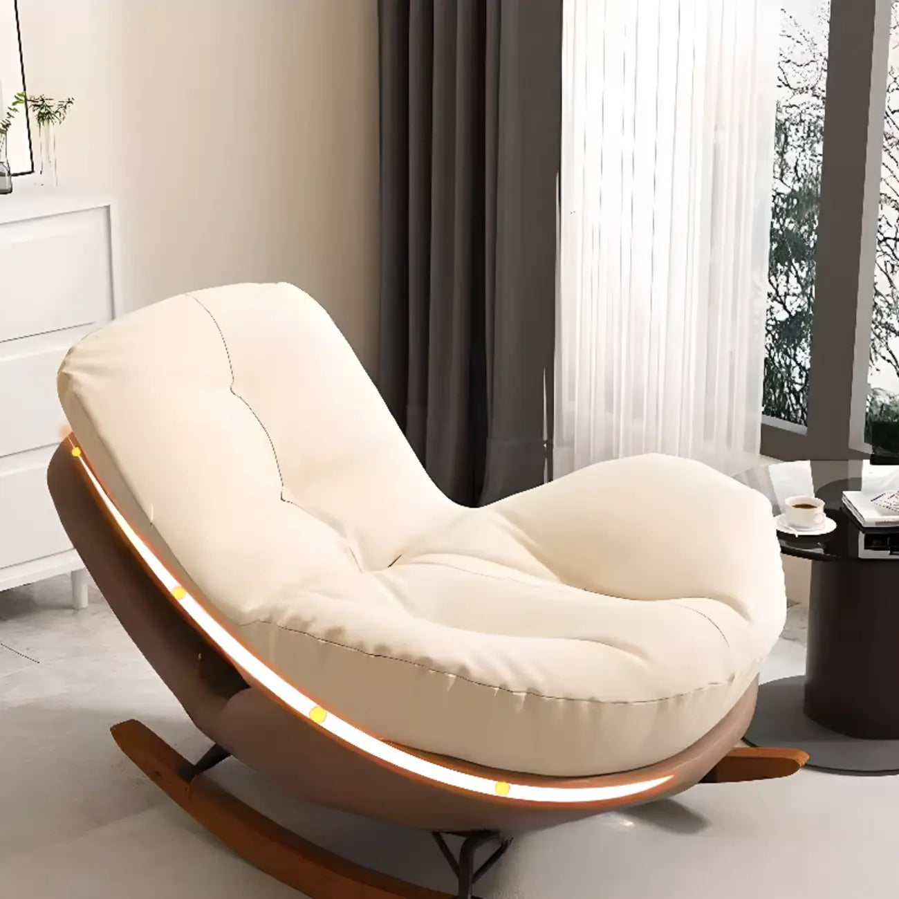 Fauteuil à bascule rembourré moderne pour salons élégants