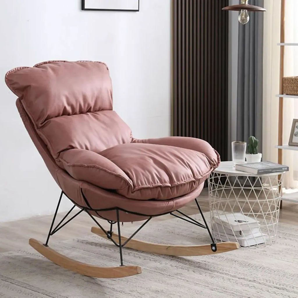 Fauteuil à bascule recouvert de coton avec coussins amovibles
