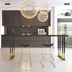 Table de bar de luxe en métal noir avec pieds dorés pour 8 personnes