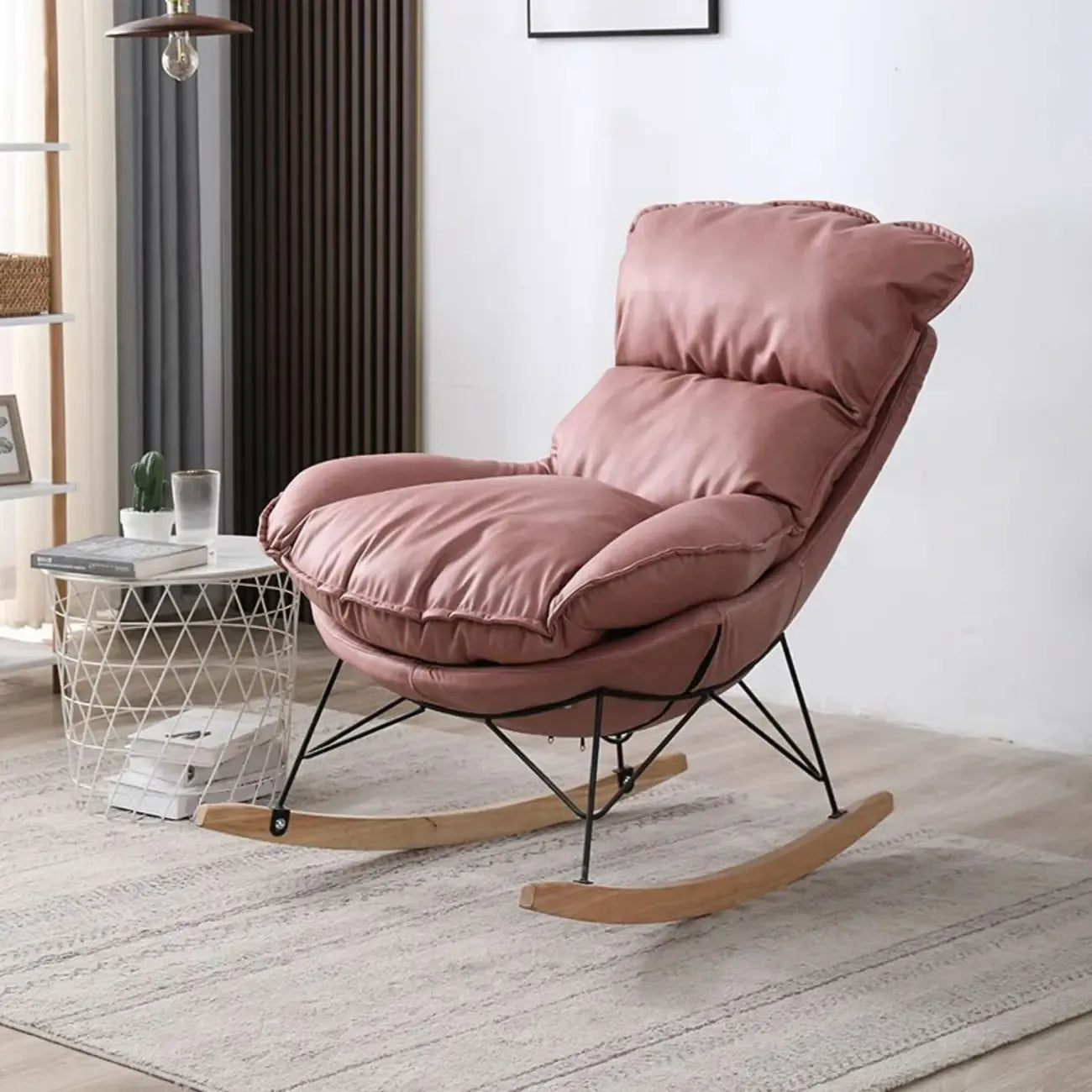 Fauteuil à bascule recouvert de coton avec coussins amovibles