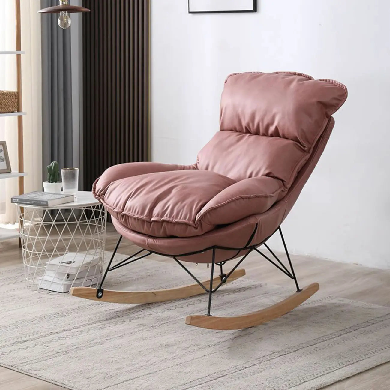 Fauteuil à bascule recouvert de coton avec coussins amovibles