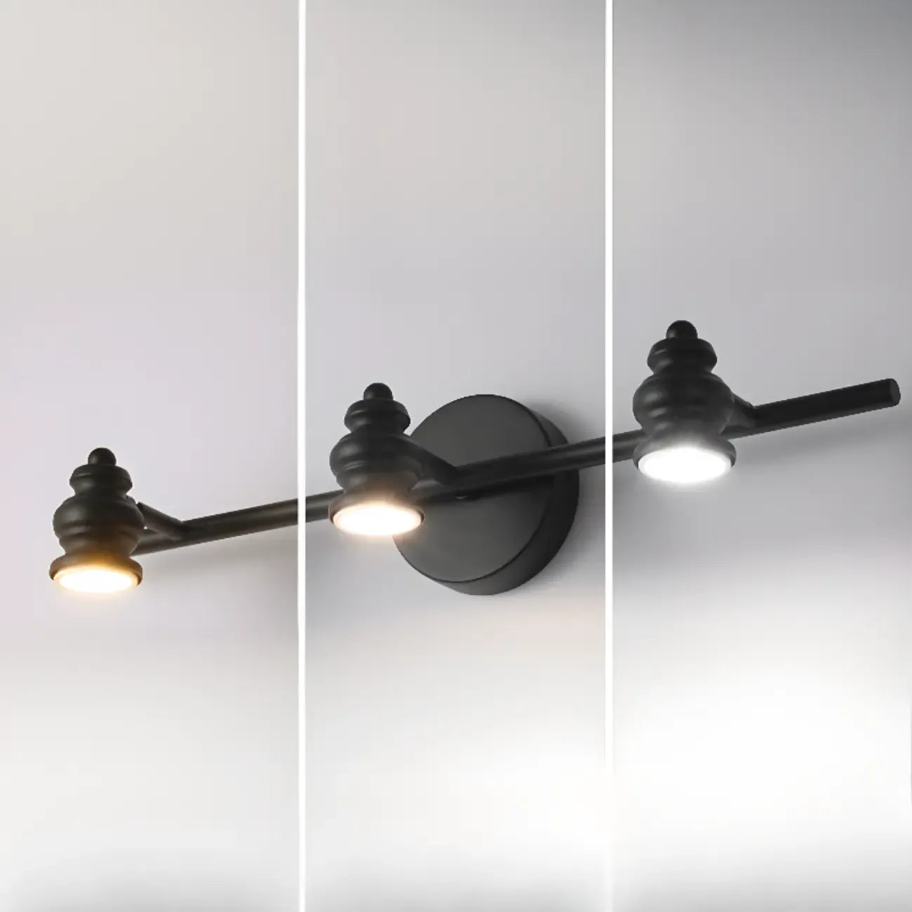Grand luminaire mural droit en métal à 4 lumières pour salle de bain