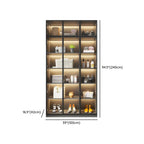 Vitrine autoportante en bois gris et verre avec éclairage