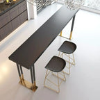 Table de bar de luxe en métal noir avec pieds dorés pour 8 personnes