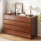 Commode double minimaliste en bois massif avec 10 tiroirs