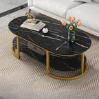 Table basse luge avec étagères ovales en bois blanc