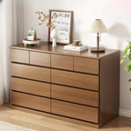 Commode double minimaliste en bois massif avec 10 tiroirs