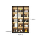 Vitrine autoportante en bois gris et verre avec éclairage