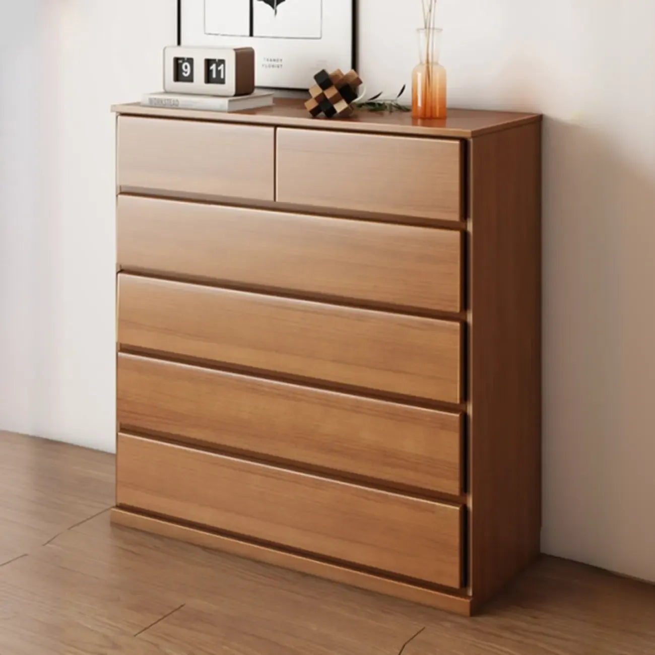 Commode double minimaliste en bois massif avec 10 tiroirs