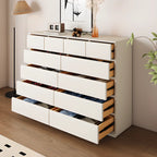 Commode double minimaliste en bois massif avec 10 tiroirs