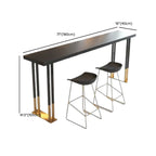 Table de bar de luxe en métal noir avec pieds dorés pour 8 personnes