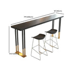 Table de bar de luxe en métal noir avec pieds dorés pour 8 personnes