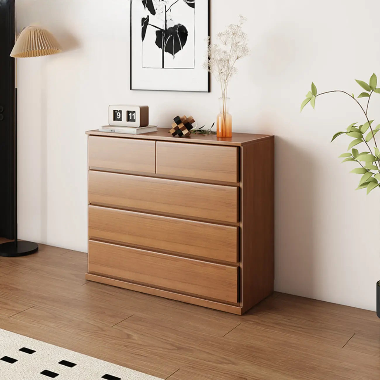 Commode double minimaliste en bois massif avec 10 tiroirs